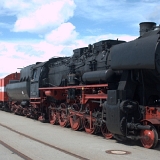 <font size="2">Hier der Zug in voller Länge. Der erste Güterwaggon enthält einen Generator, um die IC-Wagen mit ausreichend Strom zu versorgen, weil die Lok dafür nicht ausgelegt ist.<br />